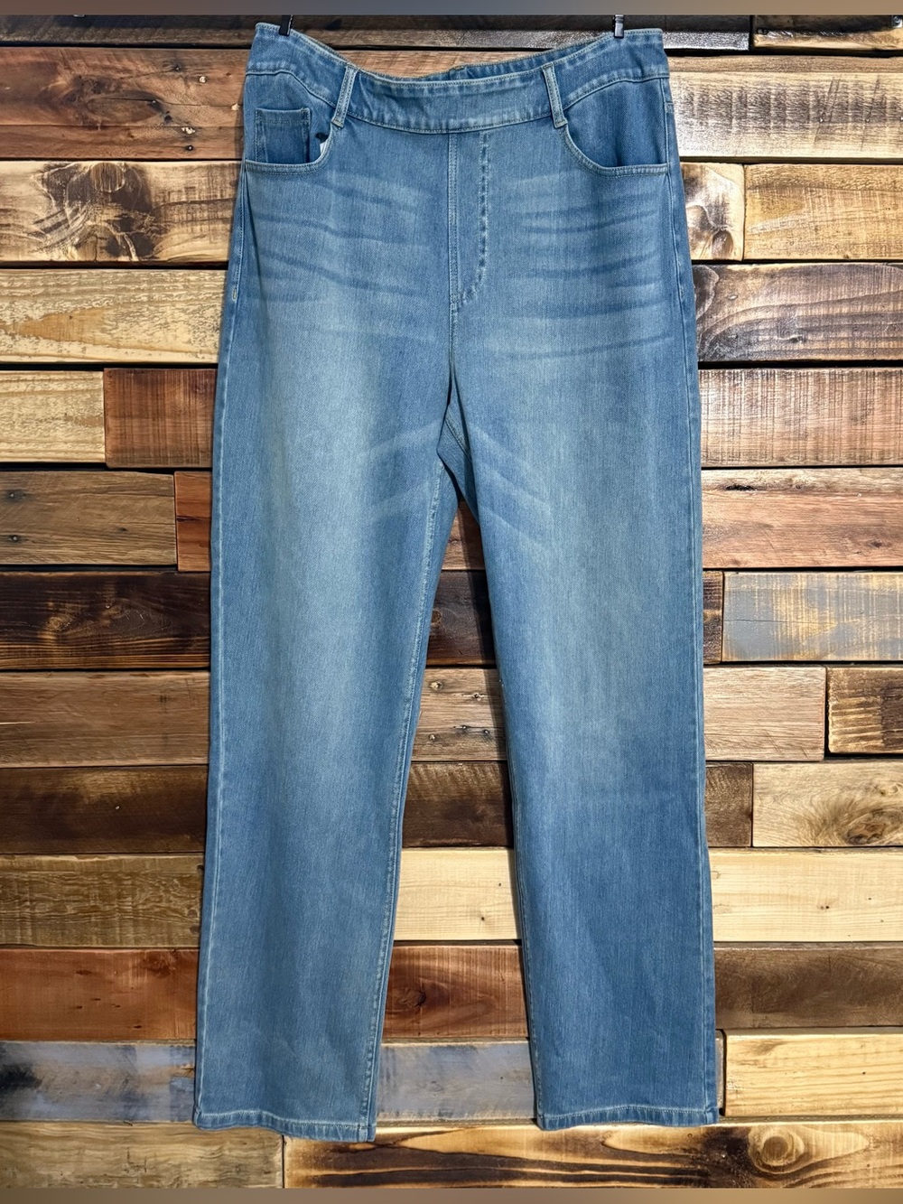 NWT Halara Flex Blue Pull On Denim Look Straight Leg Pants Large